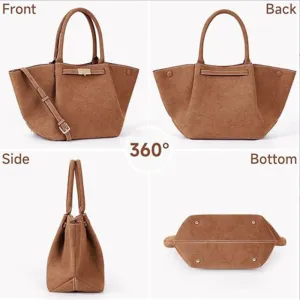 Women Soft Grained Suede Top Handle Bag Trendy Suede Leather Tote Bag Luxury Satchel Bags Hobo Shoulder Bags