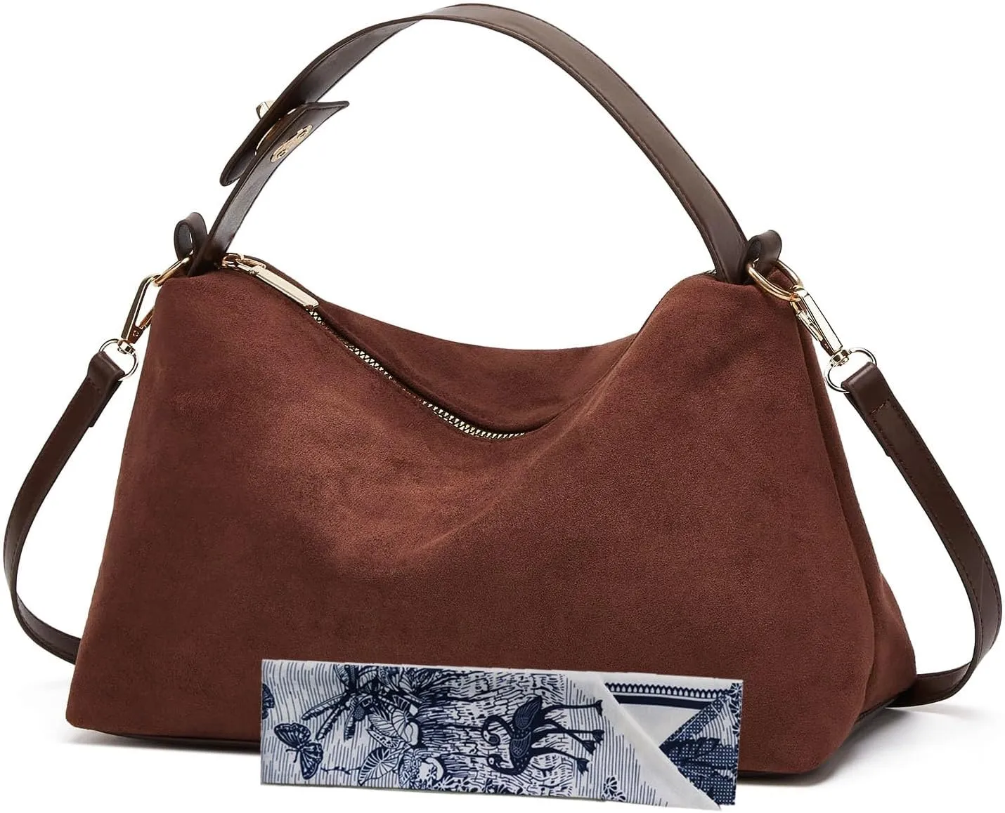 Women Suede Hobo Bags - Vintage Leather Slouchy Shoulder Tote Handbag
