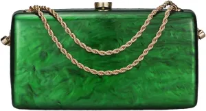 Women Unique Acrylic Marble Clutch Bag Stylish Metal Chain Crossbody Evening Purse Handbag for Wedding Party