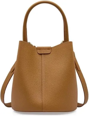 Women’s Designer Genuine Leather Tote Bag & Shoulder Purse Bucket Satchel Handbag with Top Handle for Ladies