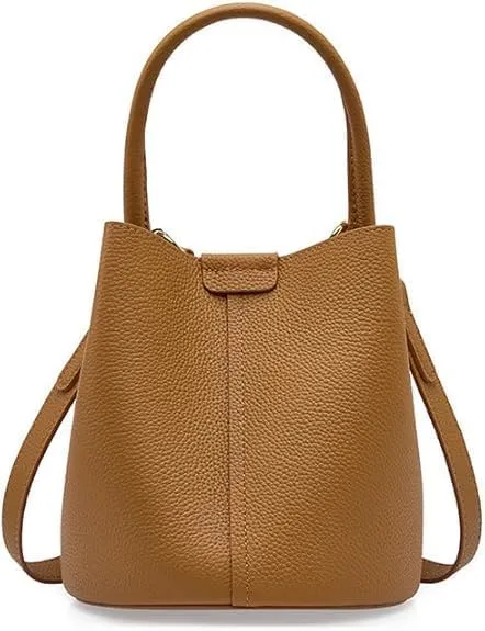 Women’s Designer Genuine Leather Tote Bag & Shoulder Purse Bucket Satchel Handbag with Top Handle for Ladies