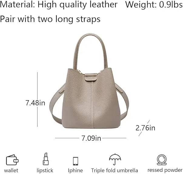 Women’s Designer Genuine Leather Tote Bag & Shoulder Purse Bucket Satchel Handbag with Top Handle for Ladies