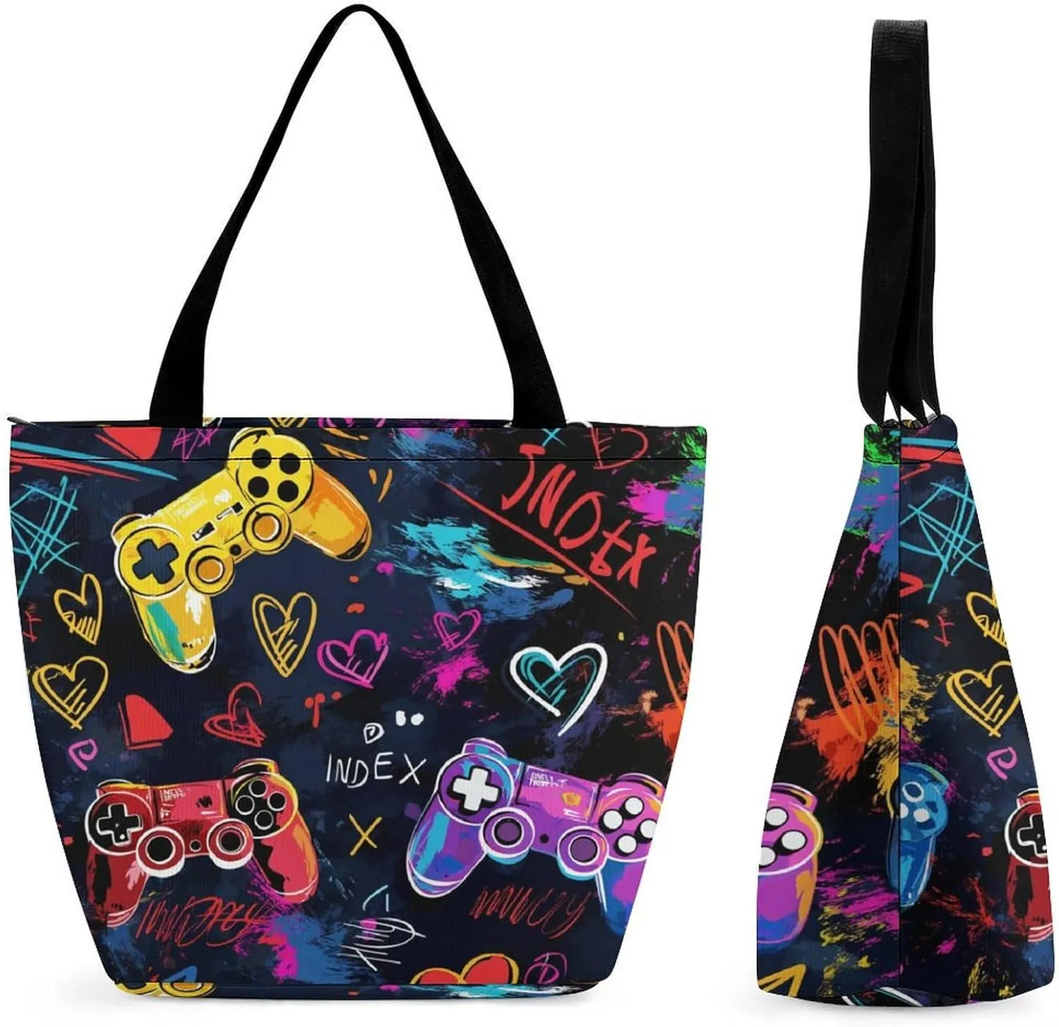 Women's Handbags Game Controllers Colorful Patterns Shopping Bag Leather Tote Bag Satchel Bags