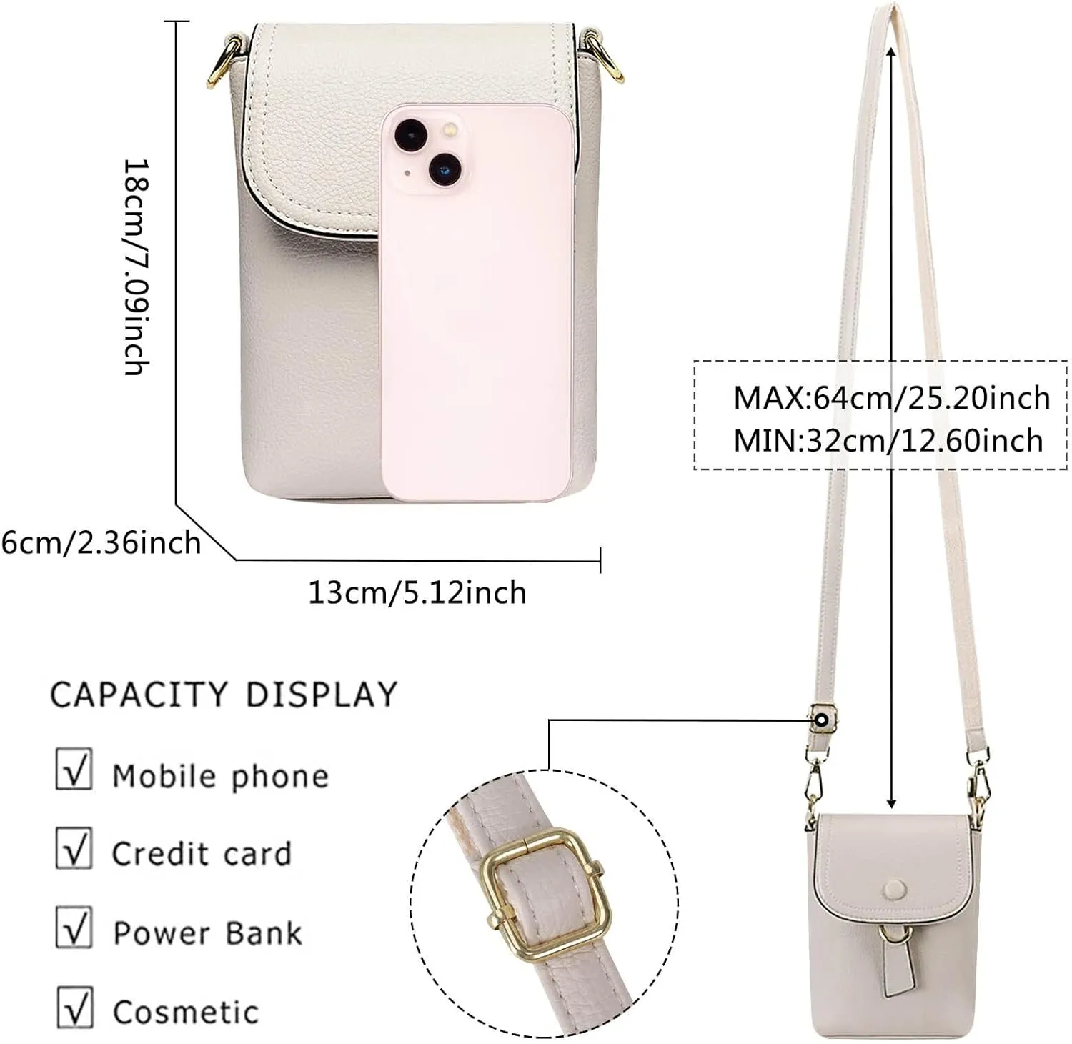 Womens Mini Shoulder Bags Crossbody Soft Leather Flap Over Mobile Phone Bag With Multi Pocket And Adjustable Strap