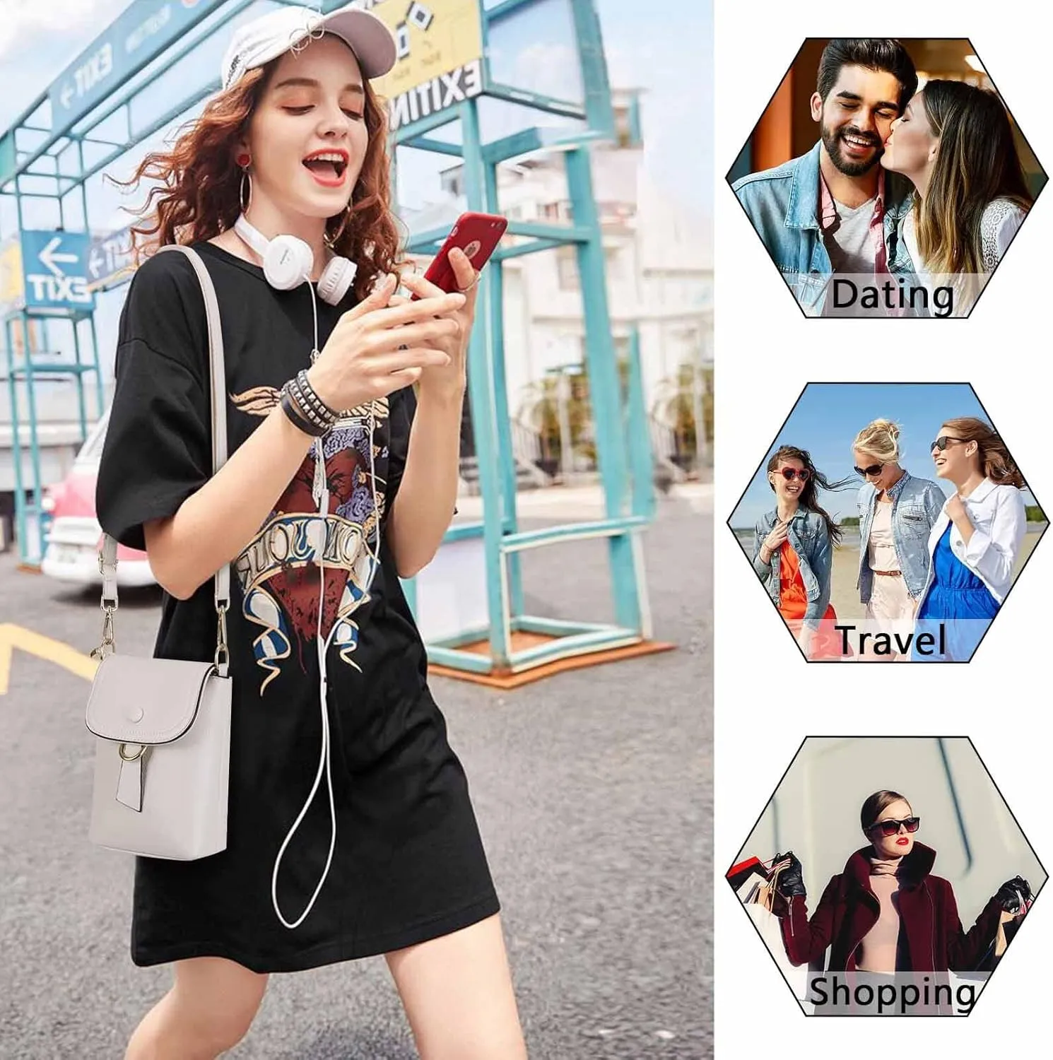 Womens Mini Shoulder Bags Crossbody Soft Leather Flap Over Mobile Phone Bag With Multi Pocket And Adjustable Strap