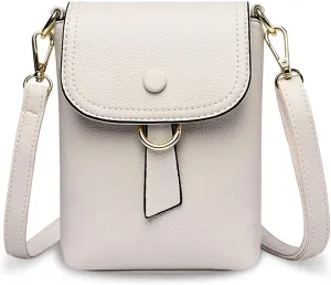 Womens Mini Shoulder Bags Crossbody Soft Leather Flap Over Mobile Phone Bag With Multi Pocket And Adjustable Strap