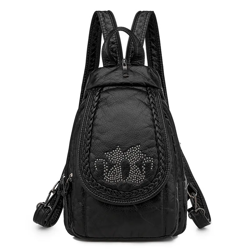 Women's Multifunctional Washed Soft Leather Korean Bags