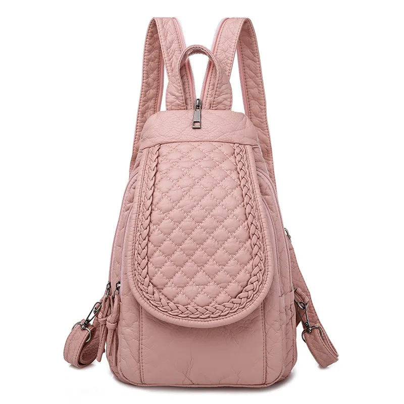 Women's Multifunctional Washed Soft Leather Korean Bags