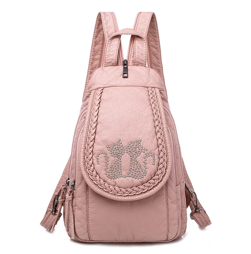 Women's Multifunctional Washed Soft Leather Korean Bags