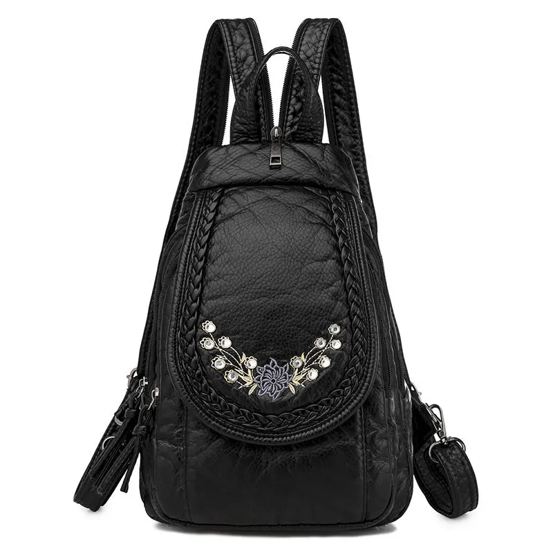 Women's Multifunctional Washed Soft Leather Korean Bags