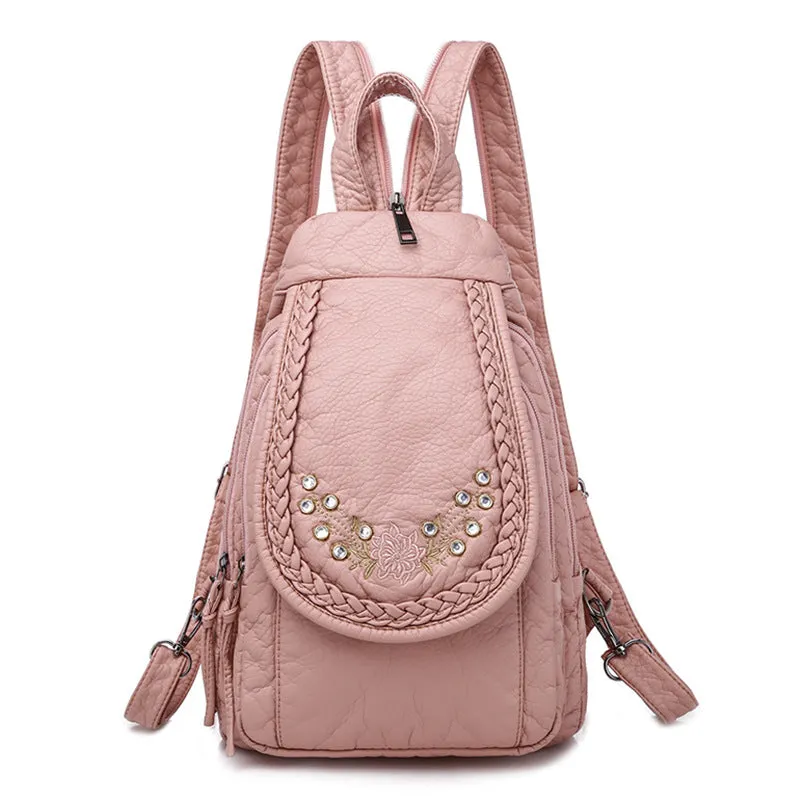 Women's Multifunctional Washed Soft Leather Korean Bags