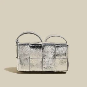 Woven Group discount Bag Woven Easter discount Metallic Cassette Silver Shoulder