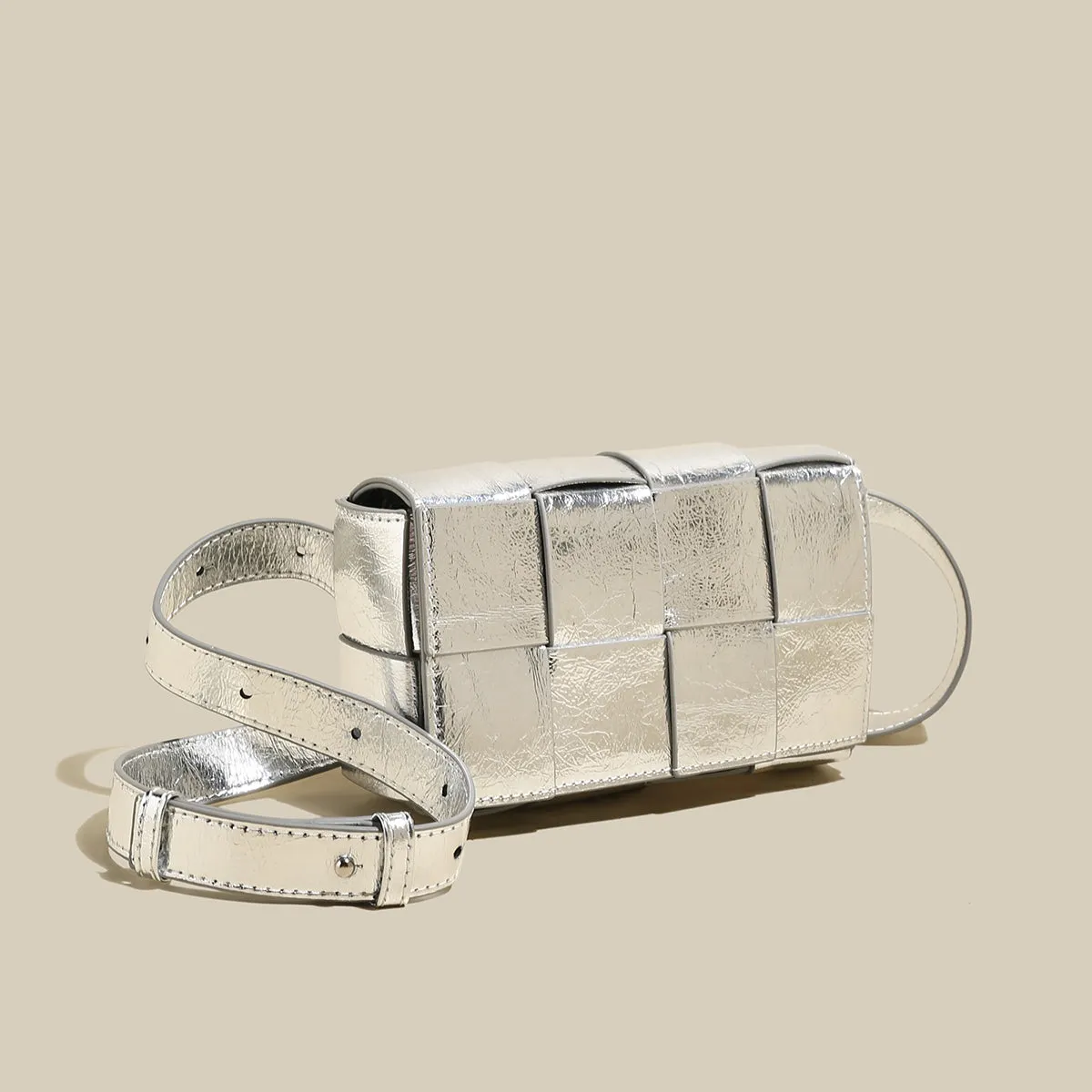 Woven Group discount Bag Woven Easter discount Metallic Cassette Silver Shoulder