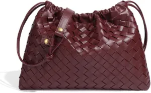Woven Large Crossbody Bags for Women Trendy Soft Leather Shoulder Tote Purses
