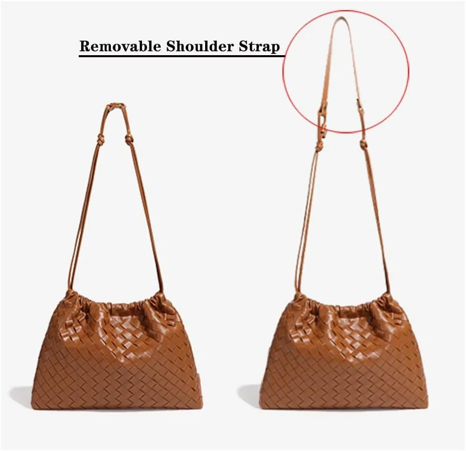 Woven Large Crossbody Bags for Women Trendy Soft Leather Shoulder Tote Purses