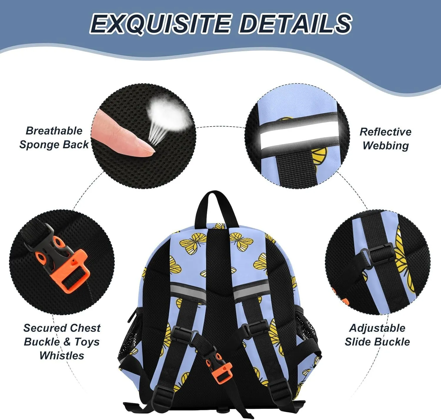 Wusikd Kids Backpack Colorful Butterfly Toddler Bags Schoolbag for Girls Boys Kindergarten Student S