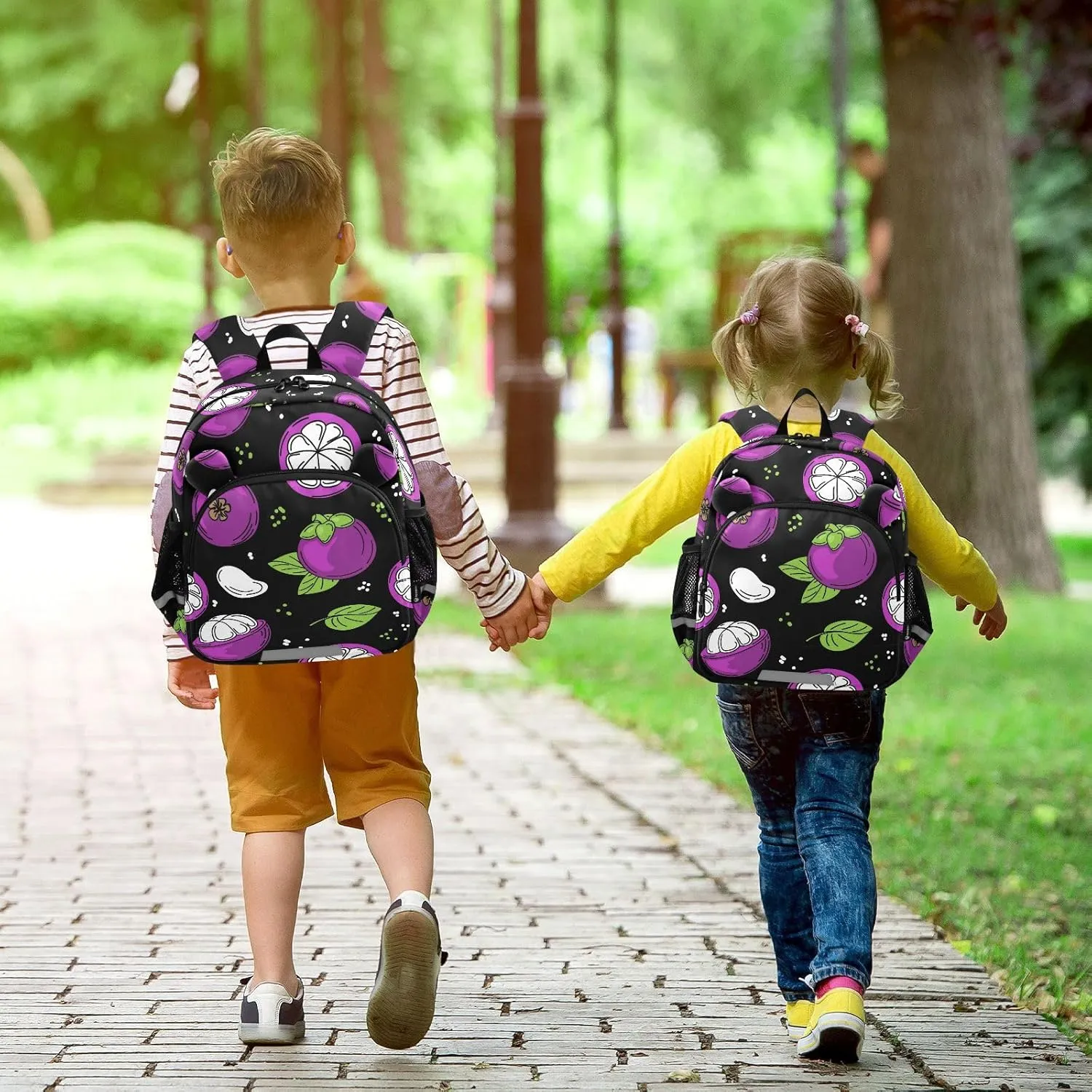 Wusikd Kids Backpack Colorful Mangosteen Toddler Bags Fruit Pulp Leaves Schoolbag for Girls Boys Kindergarten Student S