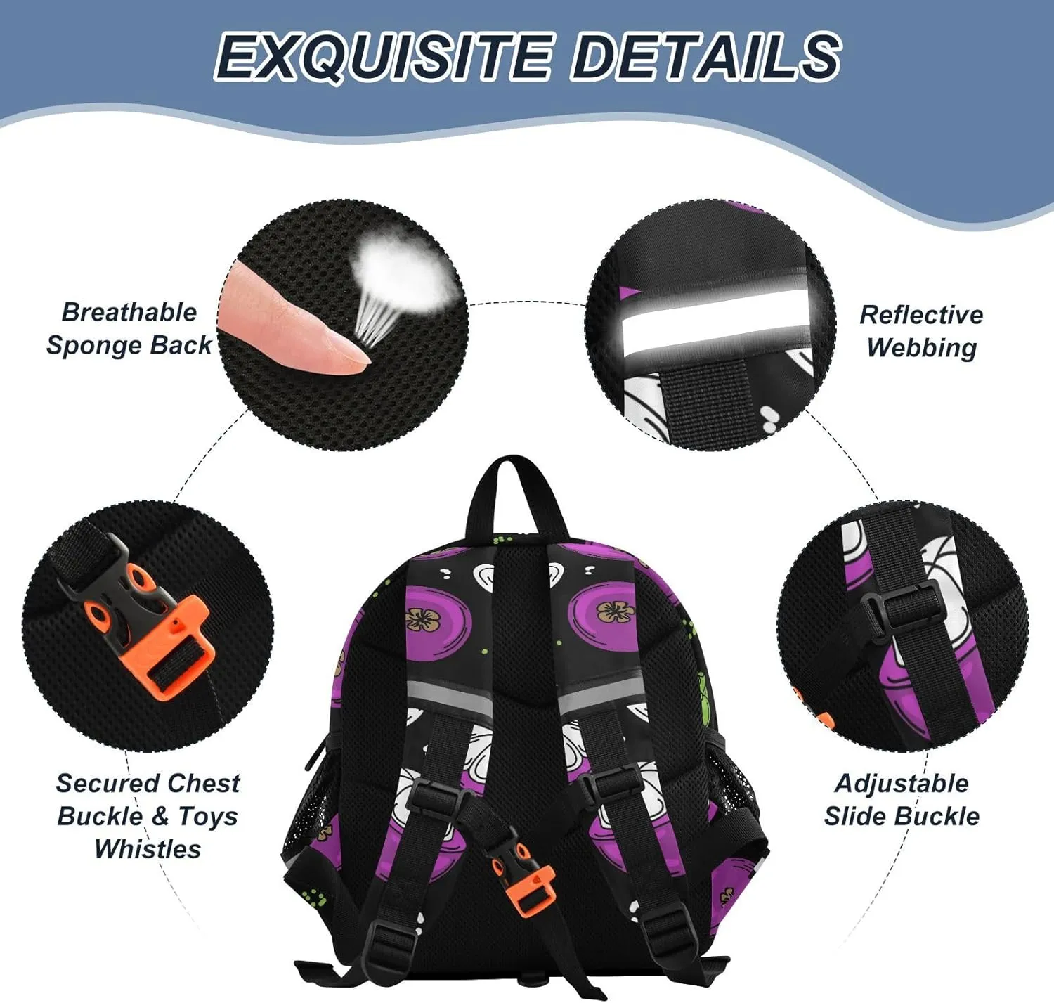 Wusikd Kids Backpack Colorful Mangosteen Toddler Bags Fruit Pulp Leaves Schoolbag for Girls Boys Kindergarten Student S