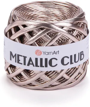 YarnArt Metallic Club Super Bulky T-Shirt Yarn - 100% Polyester, 6.35 oz / 180 gr, 60 yrds / 55 Meters - Shiny Colors for Handbags, Rugs, Chic Night Bags, Crochet (8103)