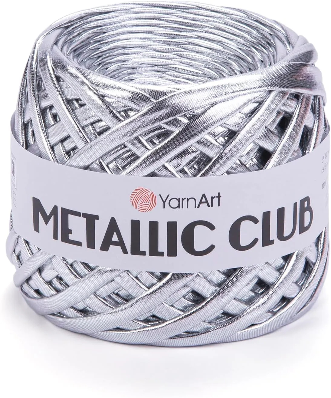YarnArt Metallic Club – Super Bulky T-Shirt Yarn, 100% Polyester, 6.35 oz (180g), 60 yds (55m), Shiny Multicolor Thread for Handbags, Chic Night Bags, and Crochet Projects (8102)