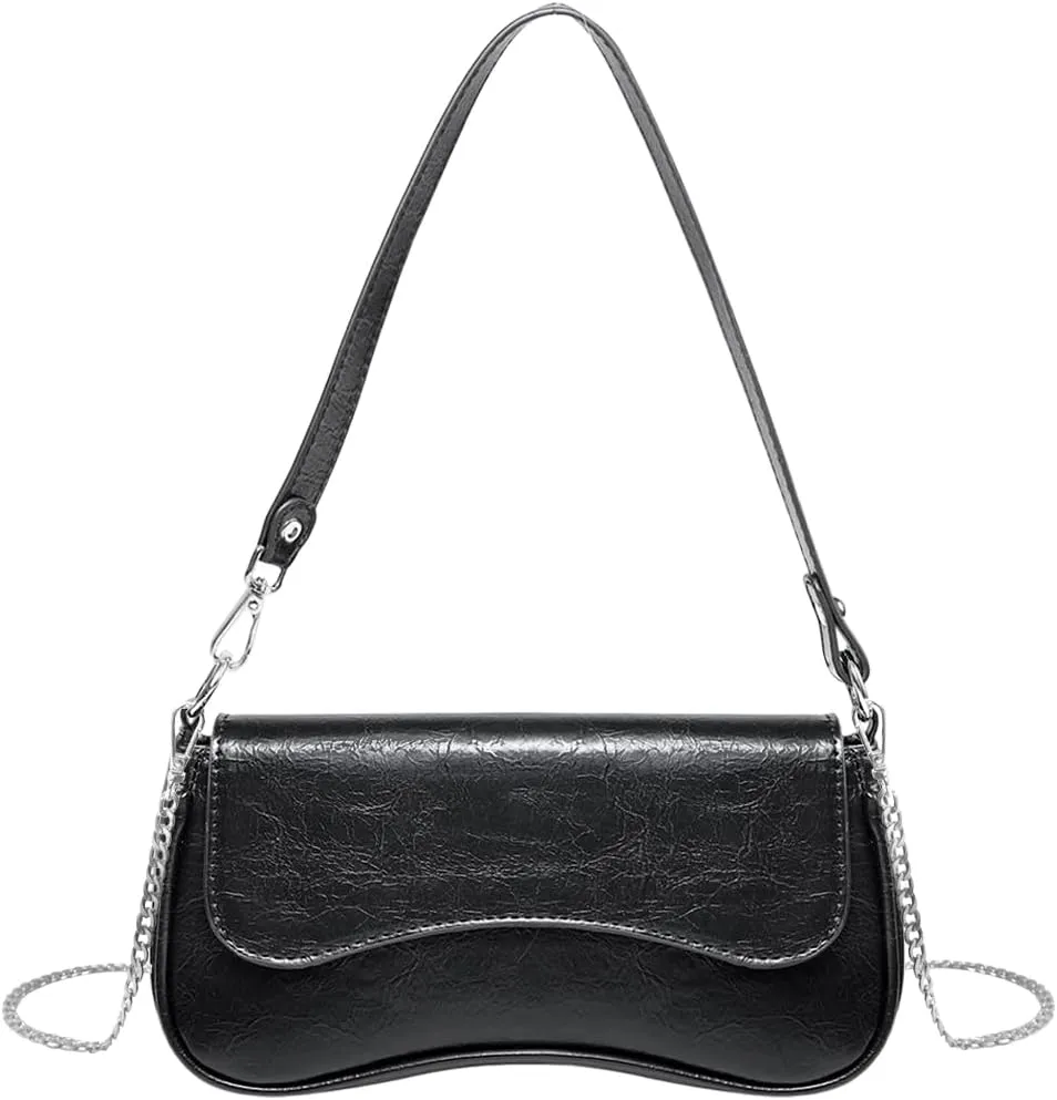 YDSIII Black Shoulder Bag Retro Classic Soft Skin Tote Handbag Top Bags with Zipper Closure for Women Clutch Handbag