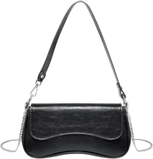 YDSIII Black Shoulder Bag Retro Classic Soft Skin Tote Handbag Top Bags with Zipper Closure for Women Clutch Handbag