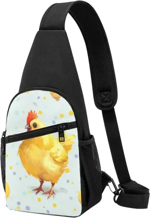 Yellow Chicken Printed Chest Bag Chest Shoulder Crossbody Bag for Men Women Travel Chest Pack Hiking Shoulder Bags, Black, One Size, Hiking Backpack