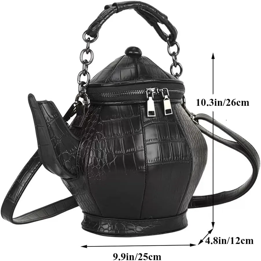 ZiMing Teapot Shape Handbags Purse Women Vegan Leather Crossbody Bags with Chain Handle Stylish Satchel Handbag