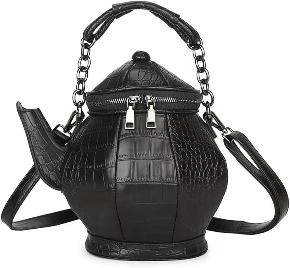 ZiMing Teapot Shape Handbags Purse Women Vegan Leather Crossbody Bags with Chain Handle Stylish Satchel Handbag