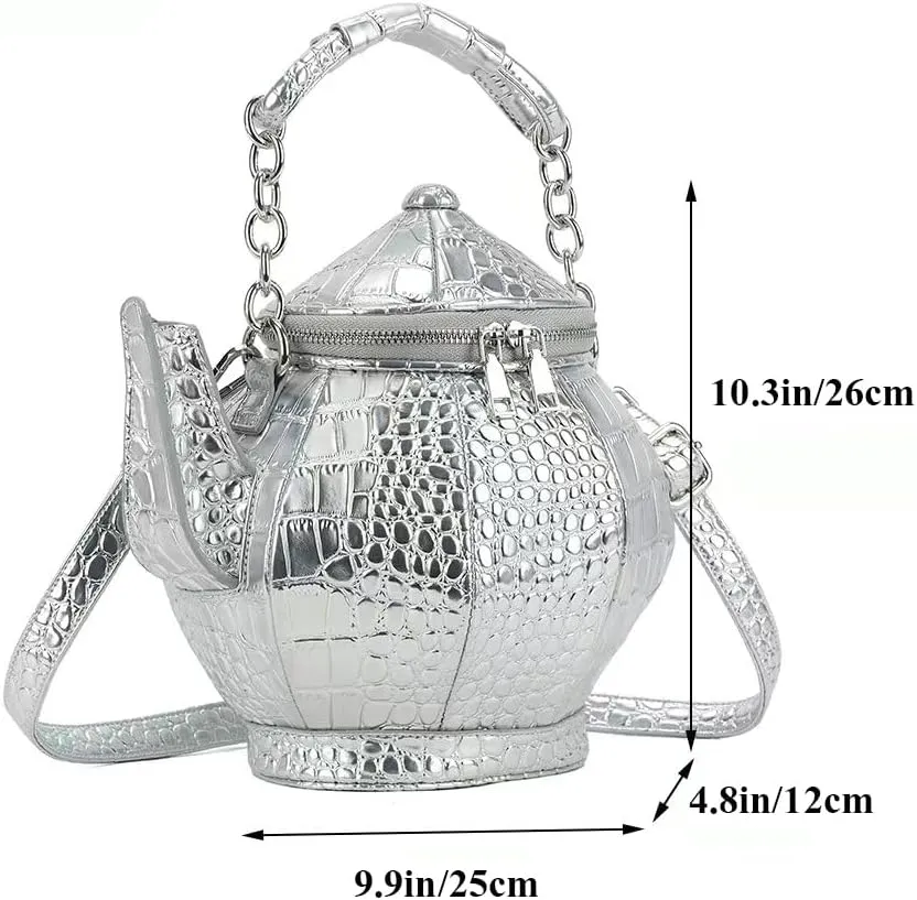 ZiMing Teapot Shape Handbags Purse Women Vegan Leather Crossbody Bags with Chain Handle Stylish Satchel Handbag