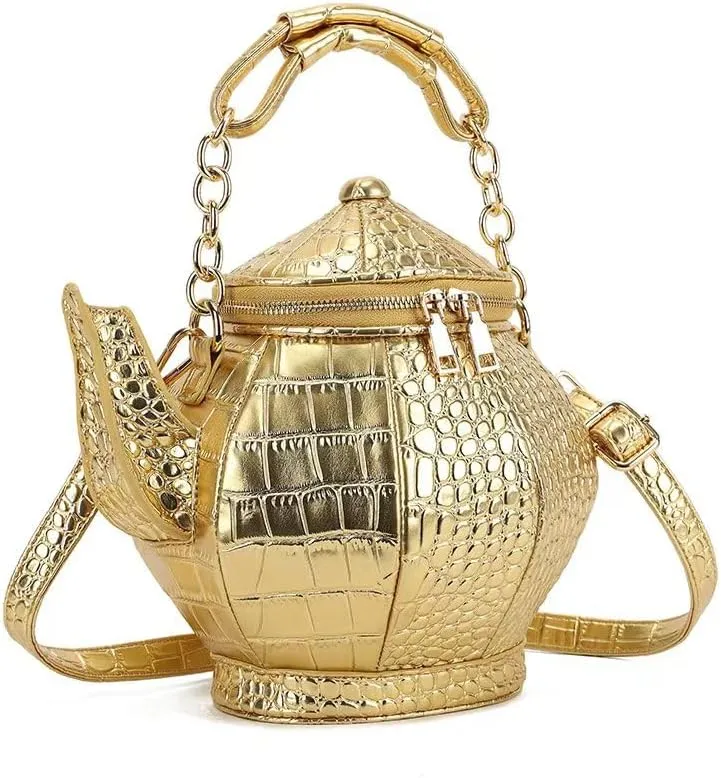 ZiMing Teapot Shape Handbags Purse Women Vegan Leather Crossbody Bags with Chain Handle Stylish Satchel Handbag