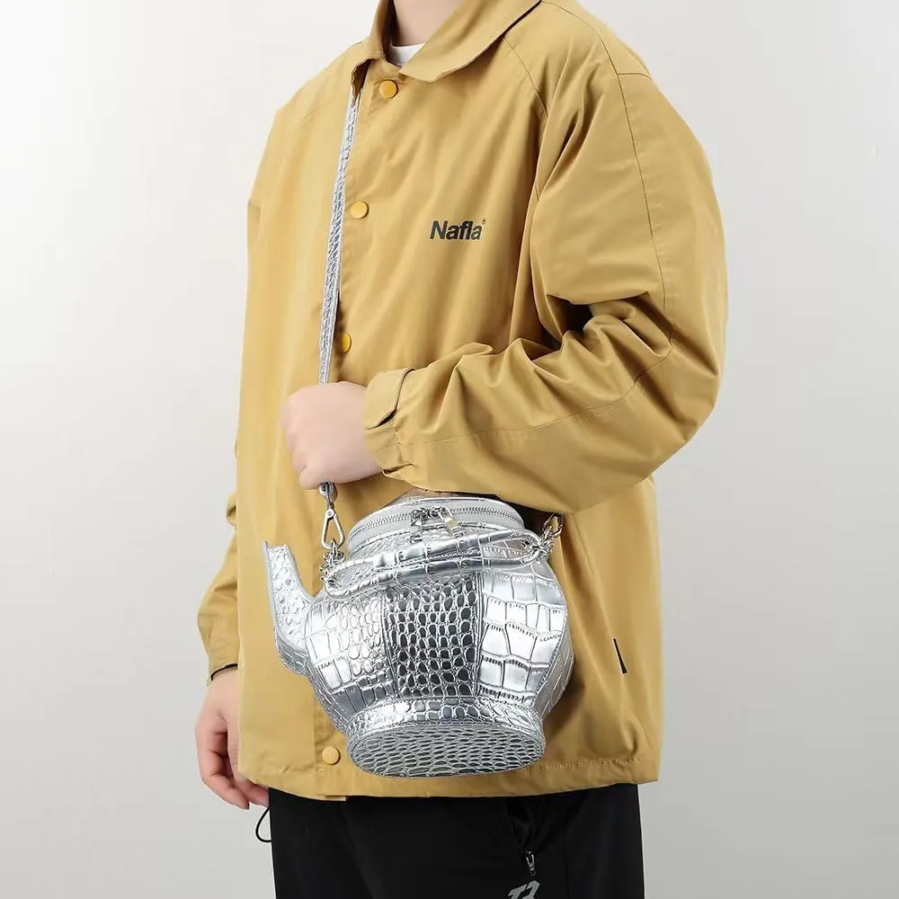 ZiMing Teapot Shape Handbags Purse Women Vegan Leather Crossbody Bags with Chain Handle Stylish Satchel Handbag