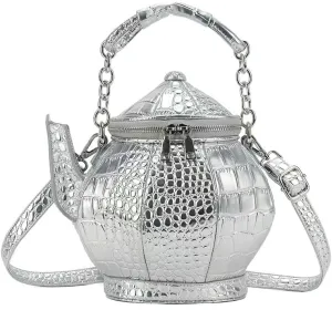 ZiMing Teapot Shape Handbags Purse Women Vegan Leather Crossbody Bags with Chain Handle Stylish Satchel Handbag